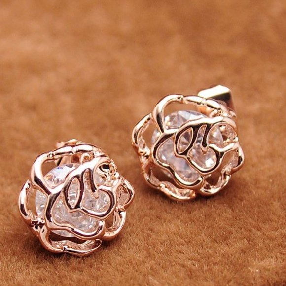 Rose Post Earring in Rose Gold - Picture 2 of 4